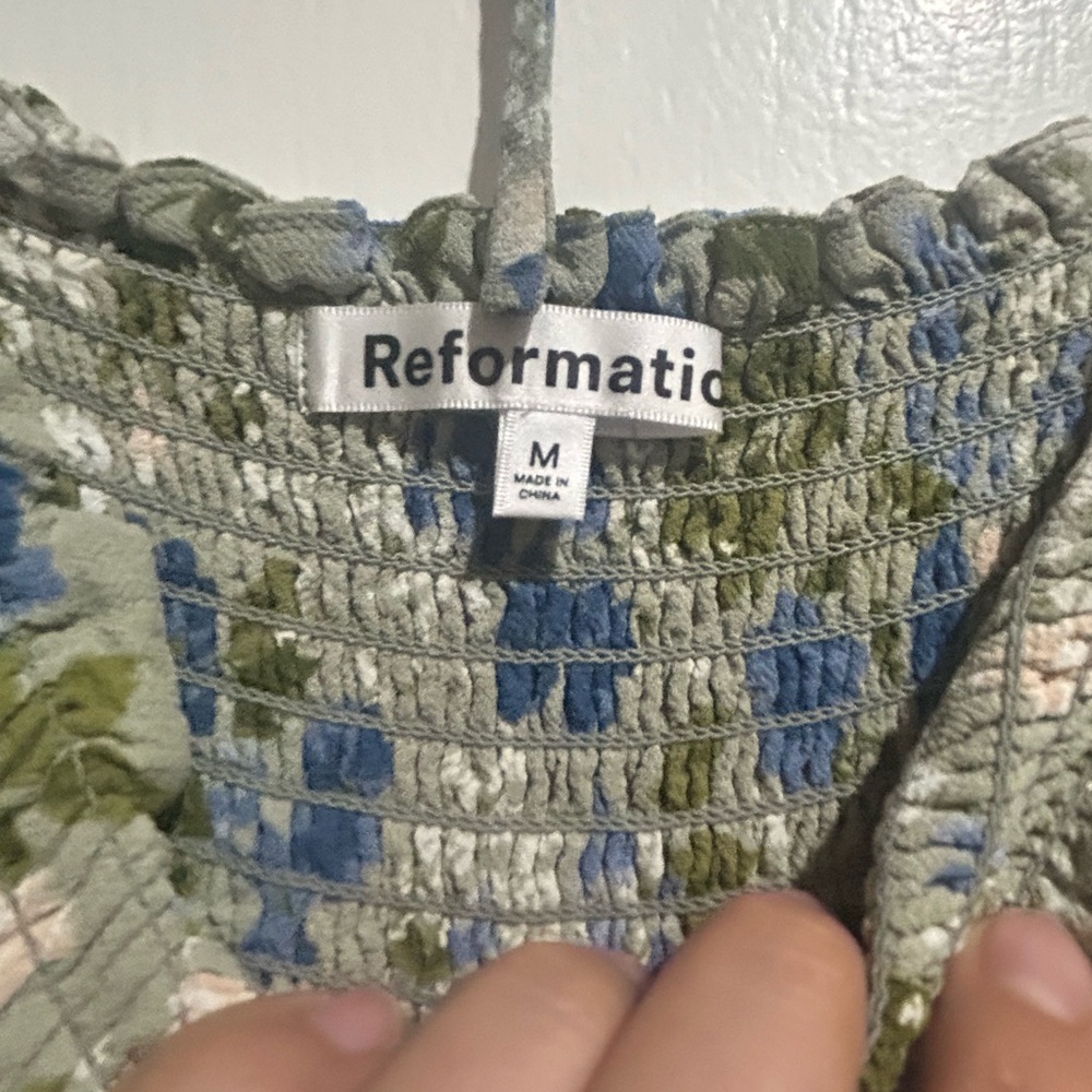 Reformation Floral Mini Dress - Blue and Green - Picture 4 of 4